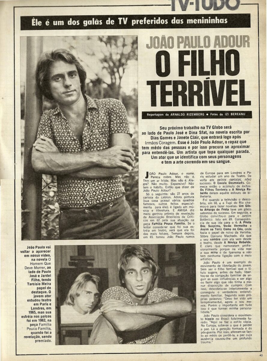 João Paulo era considerado um dos maiores galãs entre a década de 60 a 80, e era muito comentado nas mídias da época (Foto Reprodução/Blogger)
