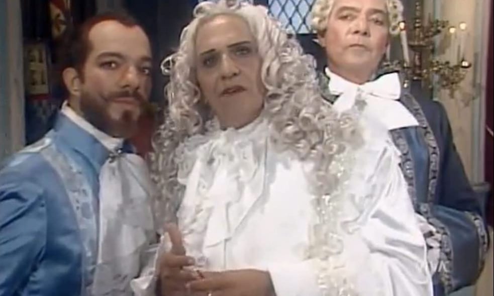 Jorge Dória, John Herbert, and Carlos Augusto Strazzer em "Que Rei Sou Eu?" em 1989) (Foto Reprodução/Memória da tv)