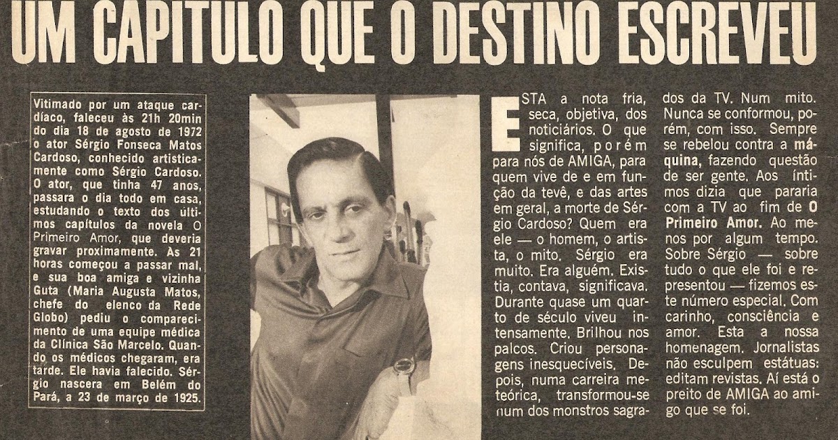 Sérgio Cardoso morreu de repente causando grande comoção nas pessoas e na mídia (Foto Reprodução/Internet)