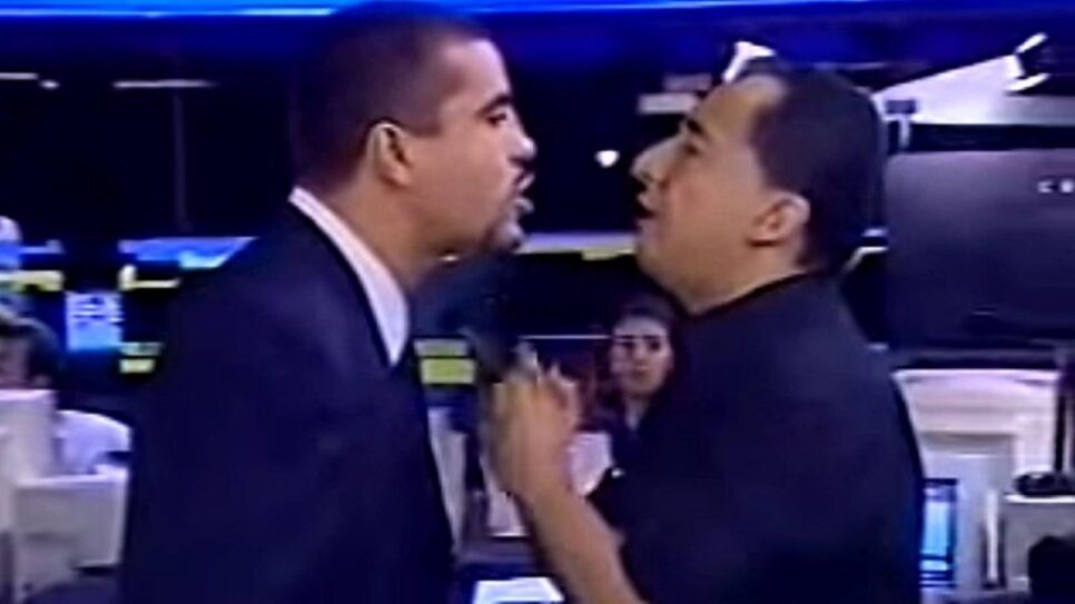 Pugilista e Jorge Kajuru brigaram ao vivo na Band (Foto: Reprodução)