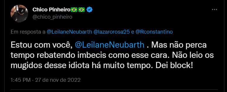 Chico Pinheiro saiu em defesa da colega pelas redes sociais (Foto Reprodução/Twitter)