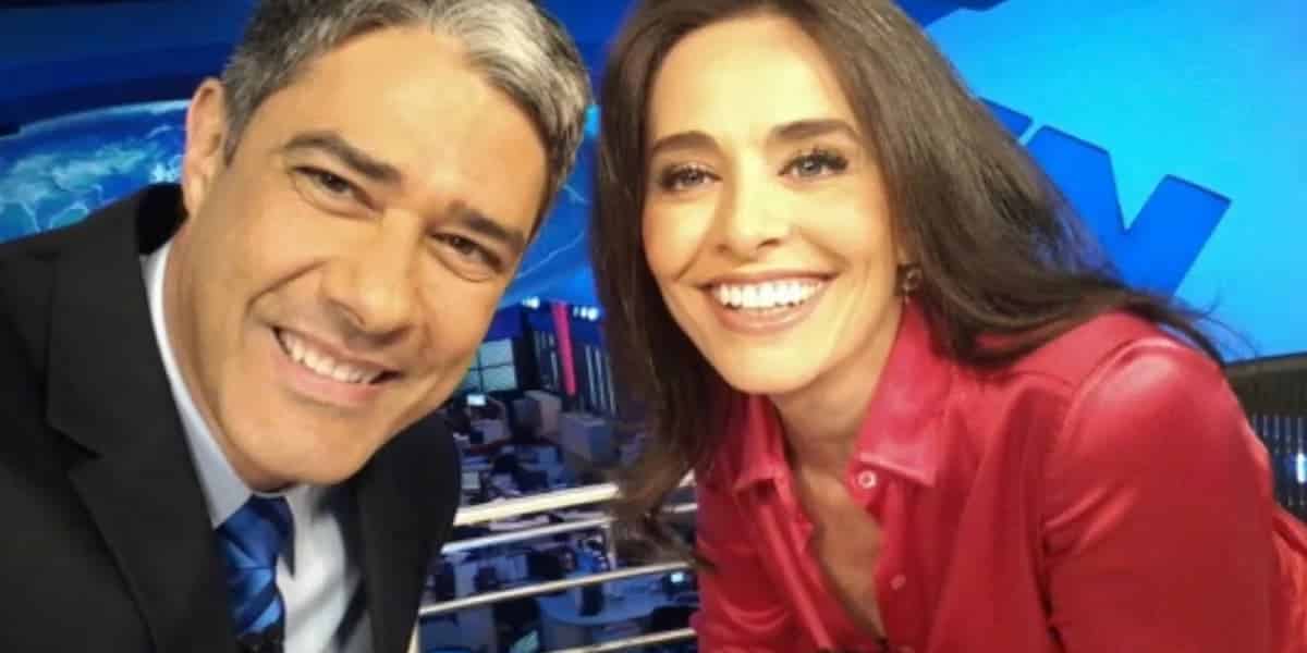 Carla Vilhena e William Bonner no Jornal Nacional na Globo. (Foto: reprodução)