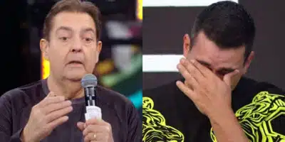 Faustão fez André Marques chorar em seu programa (Foto: Reprodução)