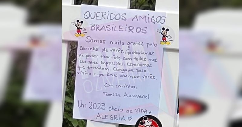 Bilhete deixado na porta da casa de Silvio Santos. (Foto: reprodução)