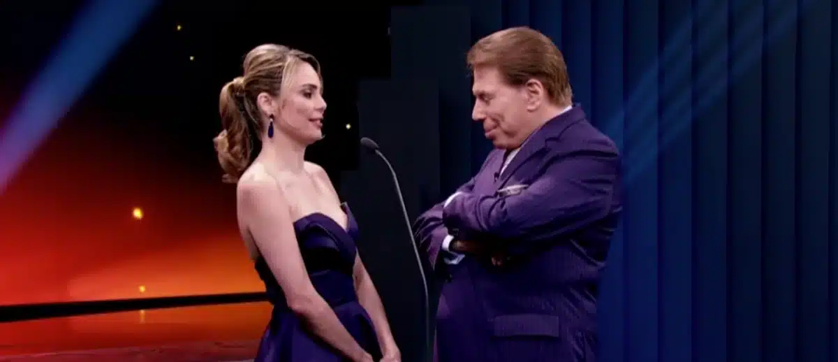 Rachel Sheherazade, e Silvio Santos durante a cerimônia do Troféu Imprensa 2017 (Foto Reprodução/Internet)