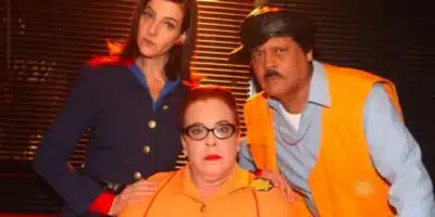 lana Kaplan, Noemi Gerbelli e Carlinhos Aguiar no lançamento da série infantil Patrulha Salvadora (Foto Reprodução/ Leo Franco/AgNews)