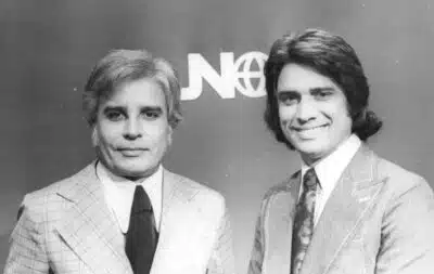 Cid Moreira e Sérgio Chapelin no Jornal Nacional (Foto: Globo)