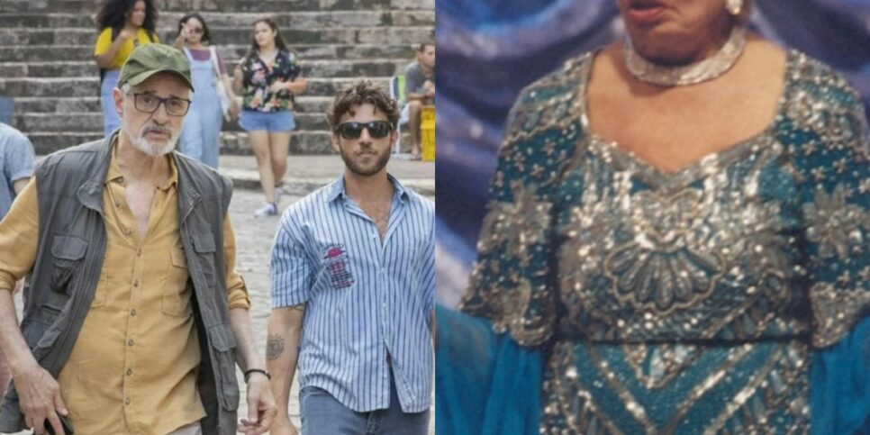Estrela de Travessia, Marcos Caruso chegou a dirigir Dercy Gonçalves no SBT. (Foto: reprodução/Montagem/Fatos da TV)