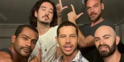 Elenco masculino da novela Vai Na Fé (Foto: Reprodução, Globo)
