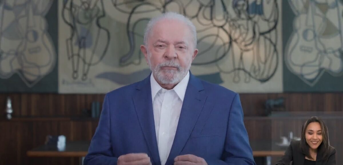Lula fazendo pronunciamento na TV (Foto: Reprodução)