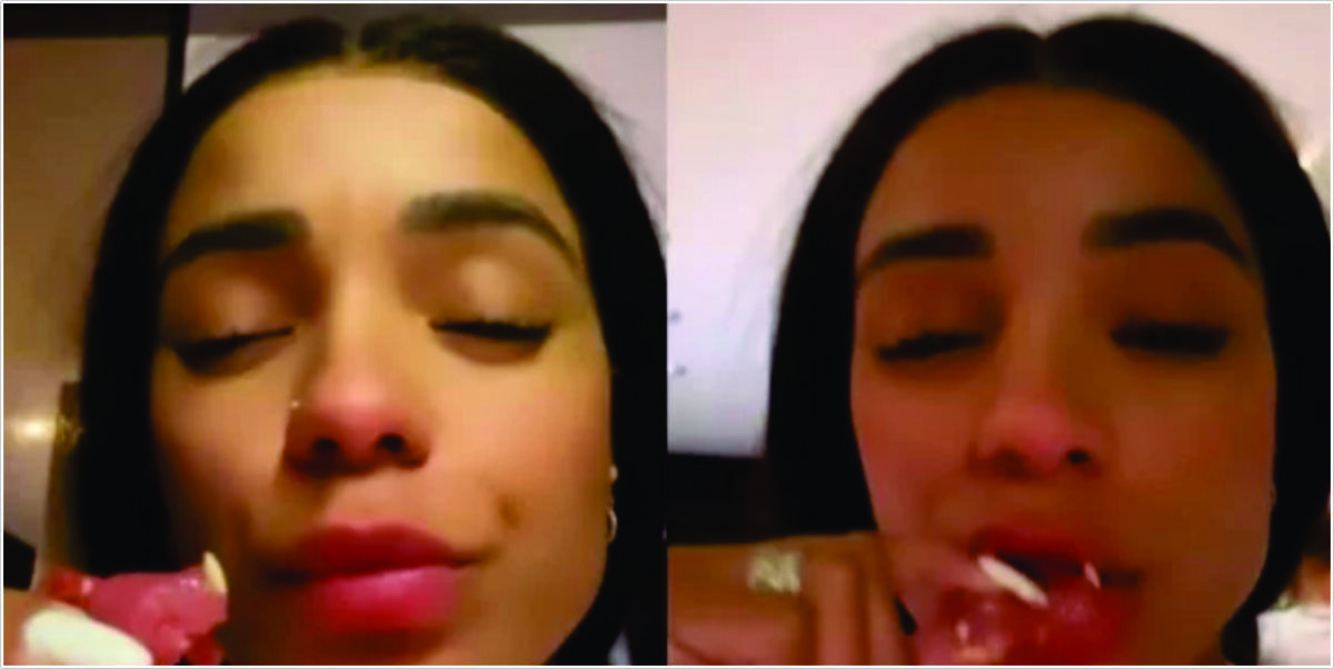 Esposa de Ludmilla come petisco inusitado (Foto: Reprodução/ Instagram)