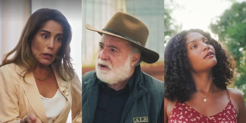Irene, Aline e Antônio de Terra e Paixão (Foto: Reprodução, Globo)