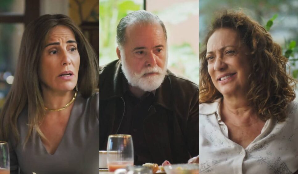 Irene, Antônio e Agatha em Terra e Paixão. (Foto: reprodução)
