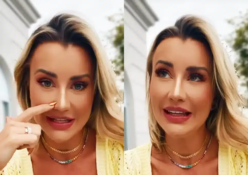 Ana Paula Siebert descobre detalhe na roupa do marido (Foto: Reprodução, Montagem, Fatos da TV)