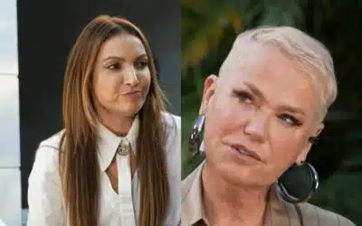 Patrícia Poeta entrevista Xuxa (Foto: Montagem, Reprodução, Fatos da TV)
