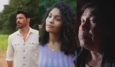 Caio, Aline e Jurecê em Terra e Paixão. (Foto: reprodução)