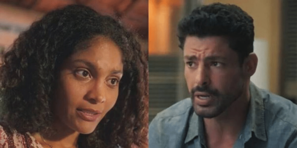 Aline e Caio em Terra e Paixão (Foto: Reprodução, Globo)