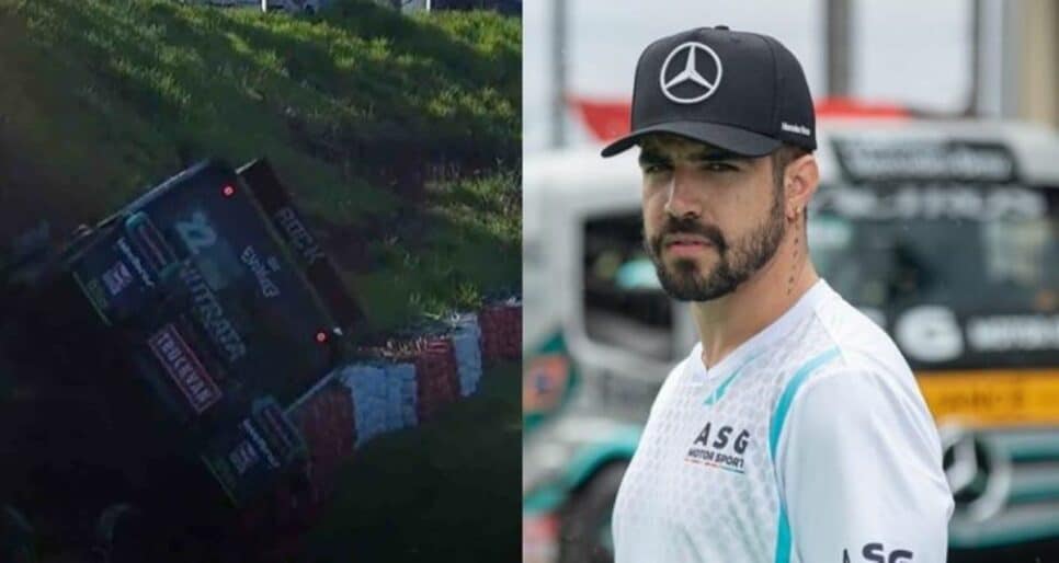 Ator Caio Castro enfrenta momento de tensão em acidente durante prova de caminhões