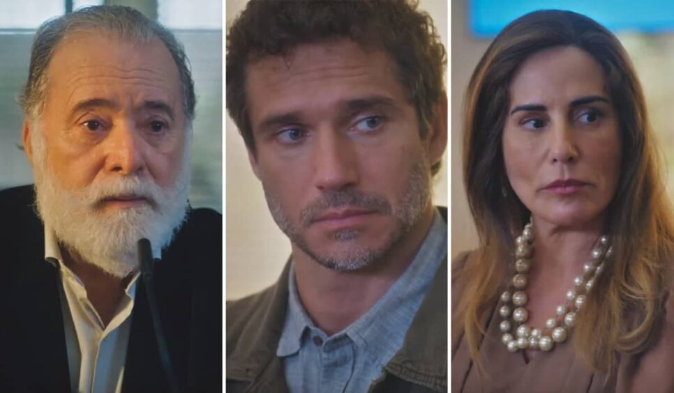 Antônio, Vinícius e Irene em Terra e Paixão. (Foto: reprodução)