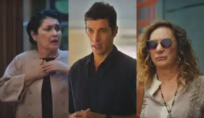 Angelina, Marino e Agatha em Terra e Paixão. (Foto: reprodução)