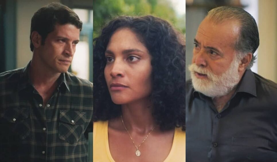 Marino, Aline e Antônio em Terra e Paixão. (Foto: reprodução, Globo)