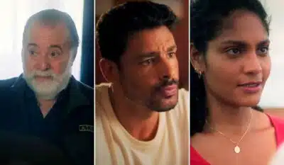 Antônio, Caio e Aline em Terra e Paixão. (Foto: reprodução, Globo)