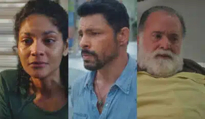 Aline, Caio e Antônio em Terra e Paixão. (Foto: reprodução, Globo)