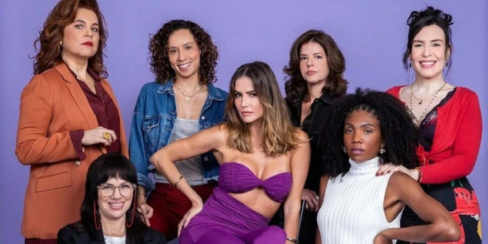 Protagonistas de Elas por Elas (2023) são interpretadas por Deborah Secco, Isabel Teixeira, Késia, Thalita Carauta, Karine Teles, Maria Clara Spinelli e Mariana Santos (Foto: Divulgação/Globo/João Cotta)